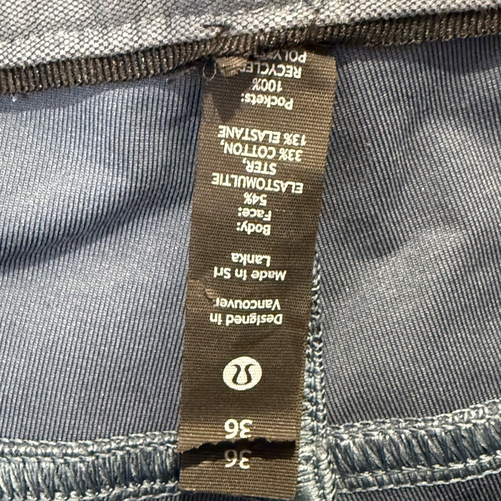 lululemon ABC Men's Chinos -size 36x32 Slim Modern Fit Blue Excellent Condition - Picture 7 of 7